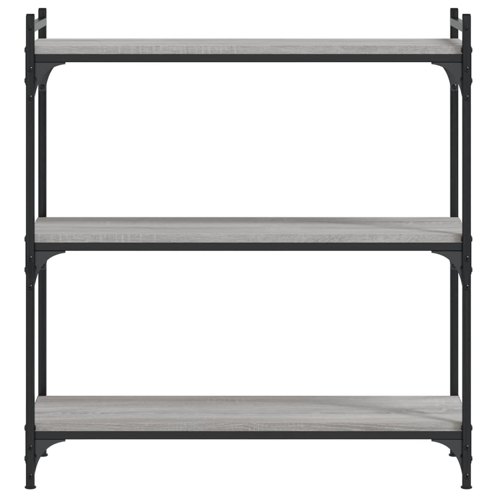 bogreol 3 hylder 80x30x86 cm konstrueret træ grå sonoma-eg