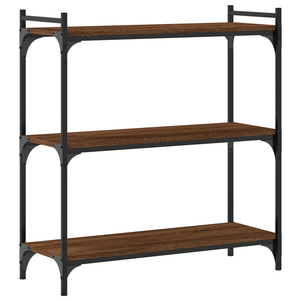 bogreol 3 hylder 80x30x86 cm konstrueret træ brun