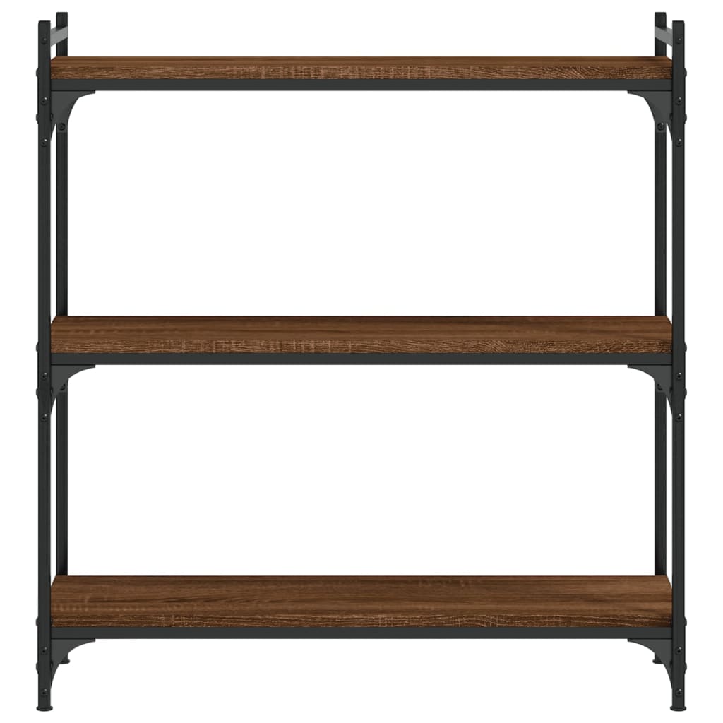 bogreol 3 hylder 80x30x86 cm konstrueret træ brun