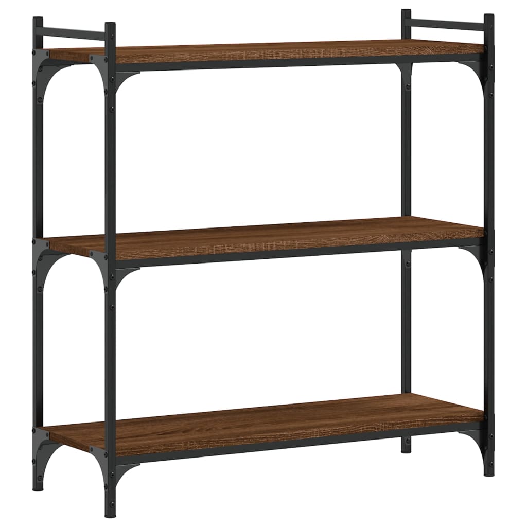 bogreol 3 hylder 80x30x86 cm konstrueret træ brun