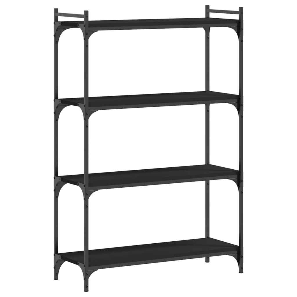 bogreol med 4 hylder 80x30x120 cm konstrueret træ sort