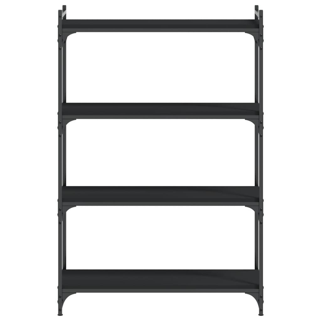 bogreol med 4 hylder 80x30x120 cm konstrueret træ sort