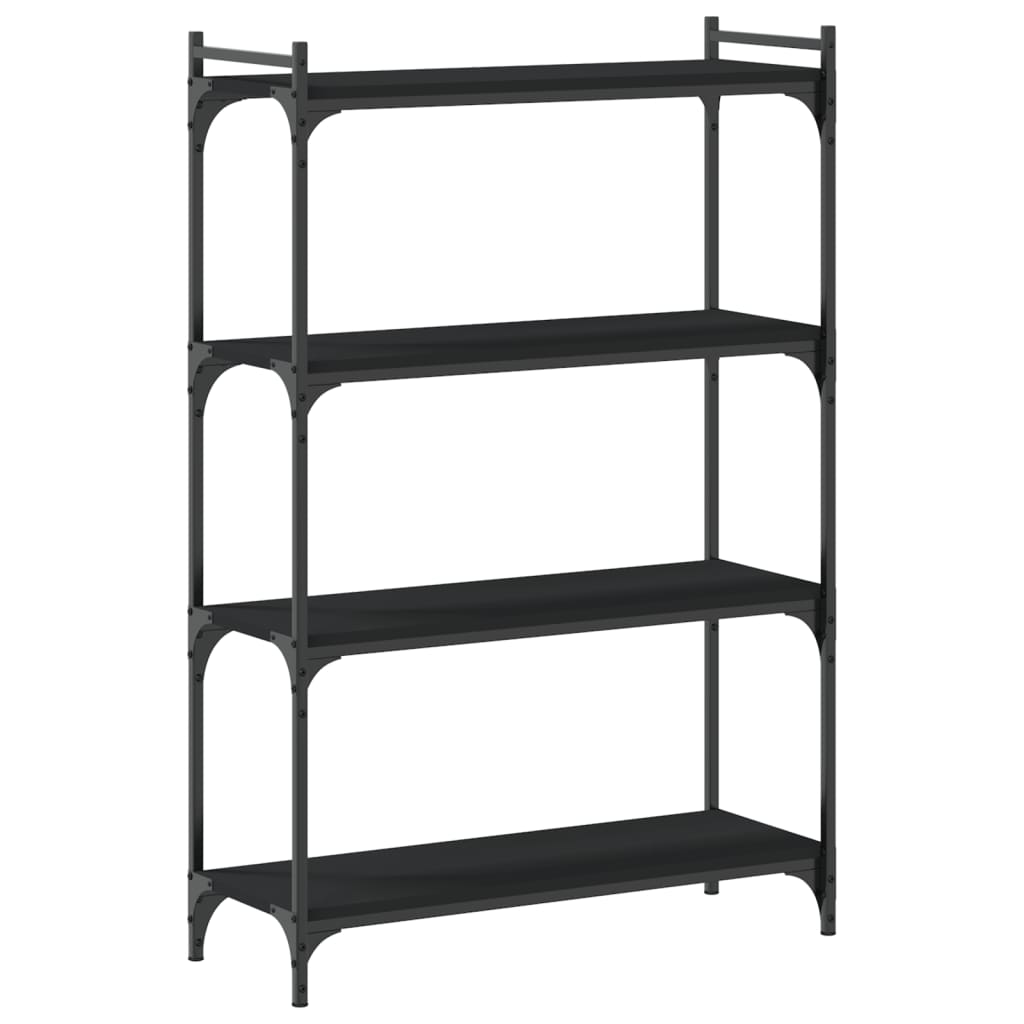 bogreol med 4 hylder 80x30x120 cm konstrueret træ sort