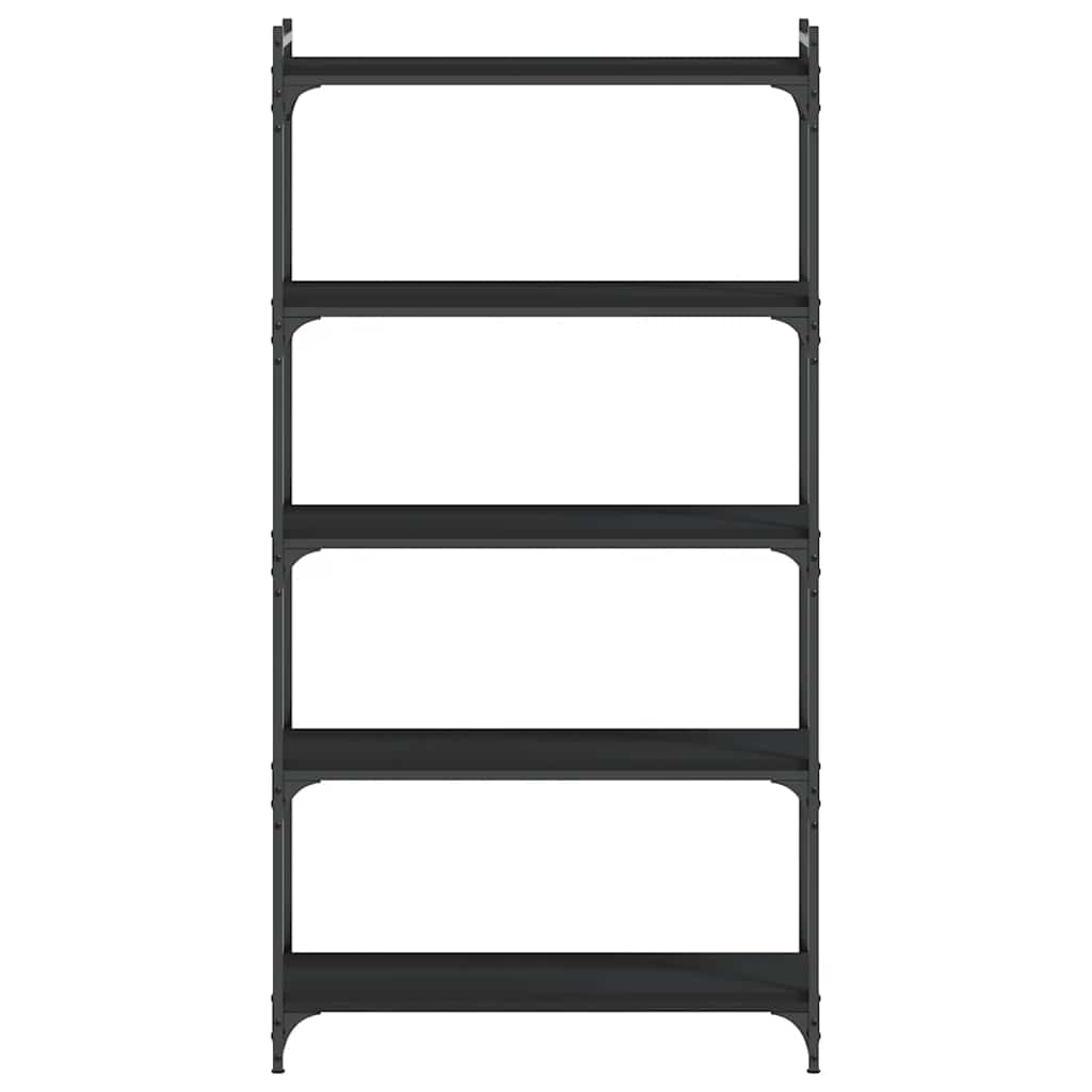 bogreol med 5 hylder 80x30x154 cm konstrueret træ sort