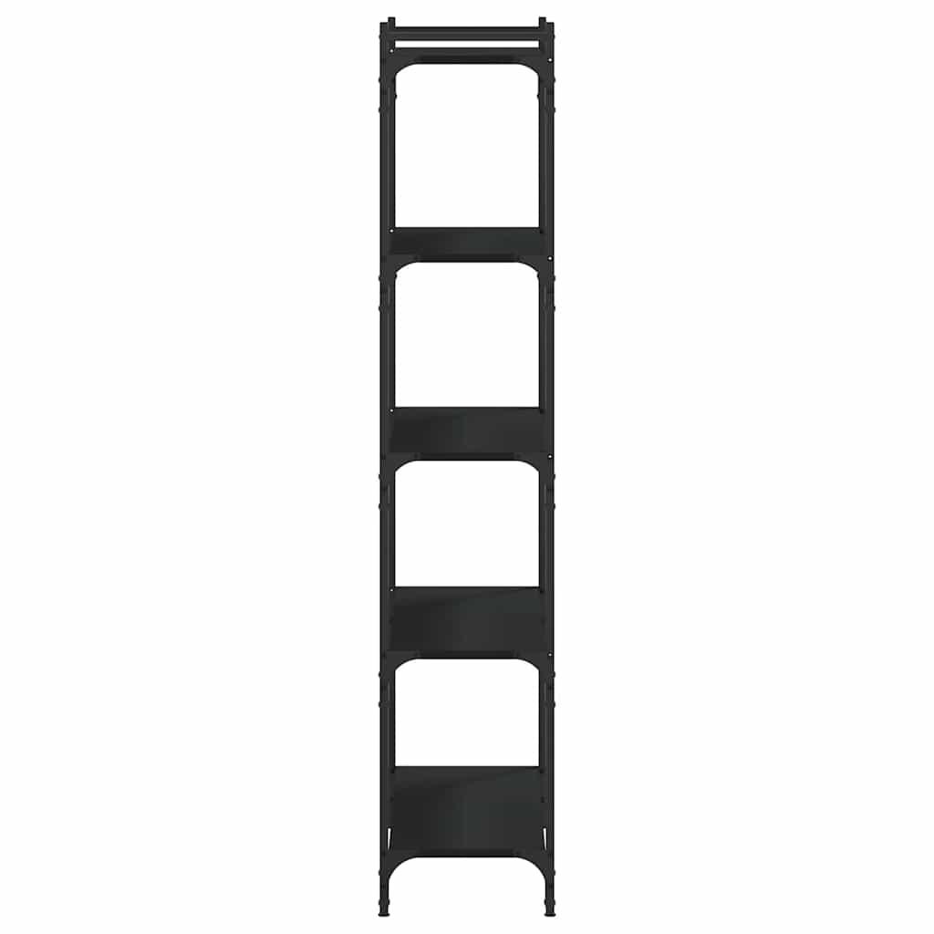 bogreol med 5 hylder 80x30x154 cm konstrueret træ sort