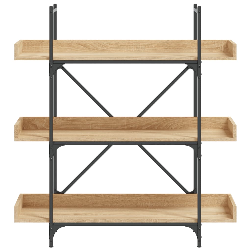 bogreol med 3 hylder 100x33x108,5 cm konstrueret træ sonoma-eg