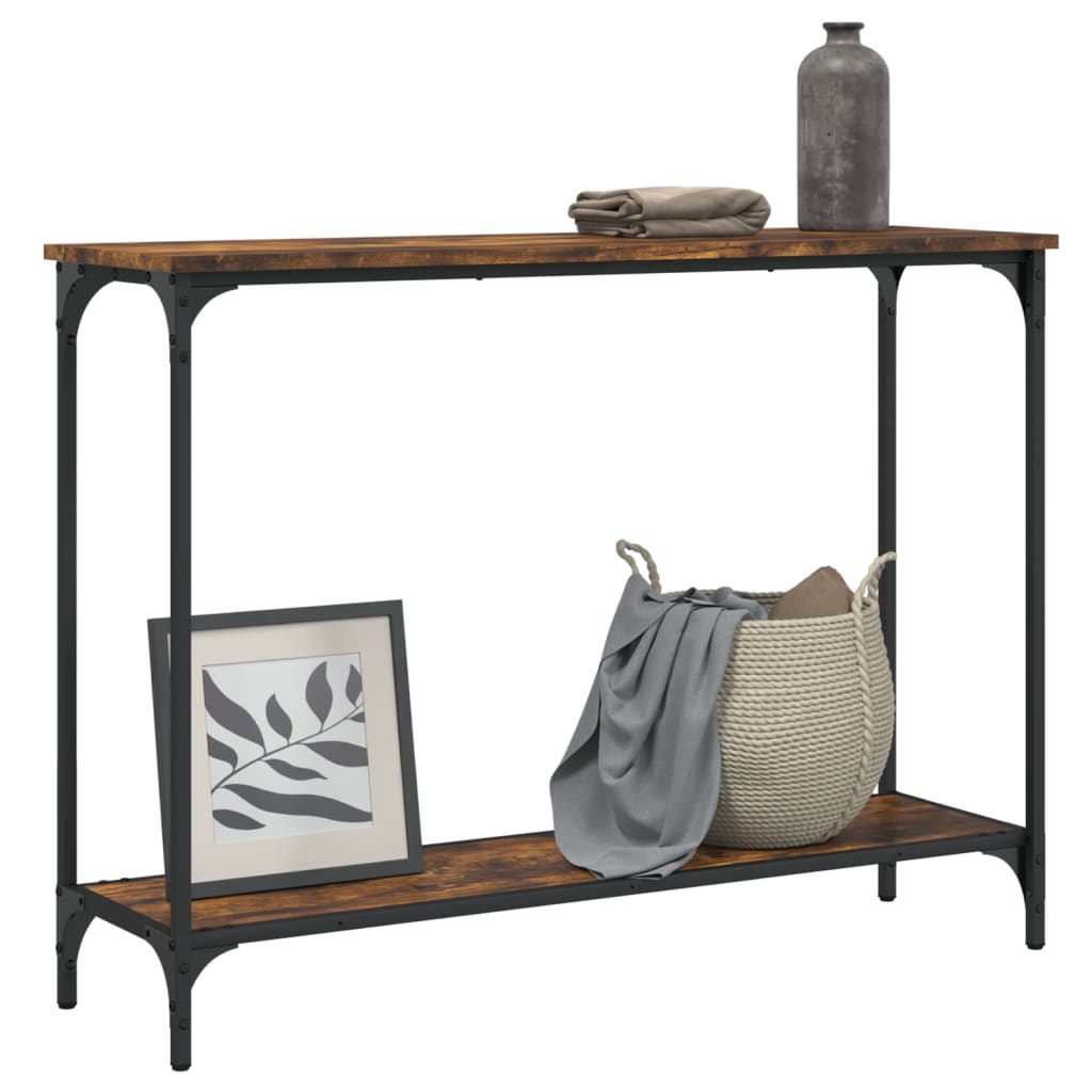 konsolbord 101x30,5x75 cm konstrueret træ røget egetræsfarve