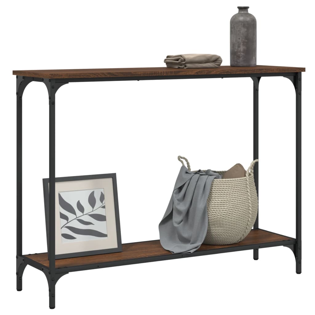 konsolbord 101x30,5x75 cm konstrueret træ brun egetræsfarve