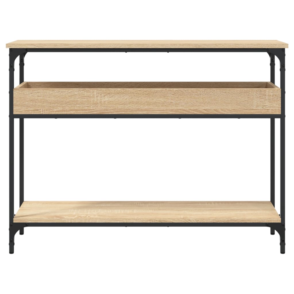 konsolbord med hylde sonoma eg 100x29x75cm konstrueret træ