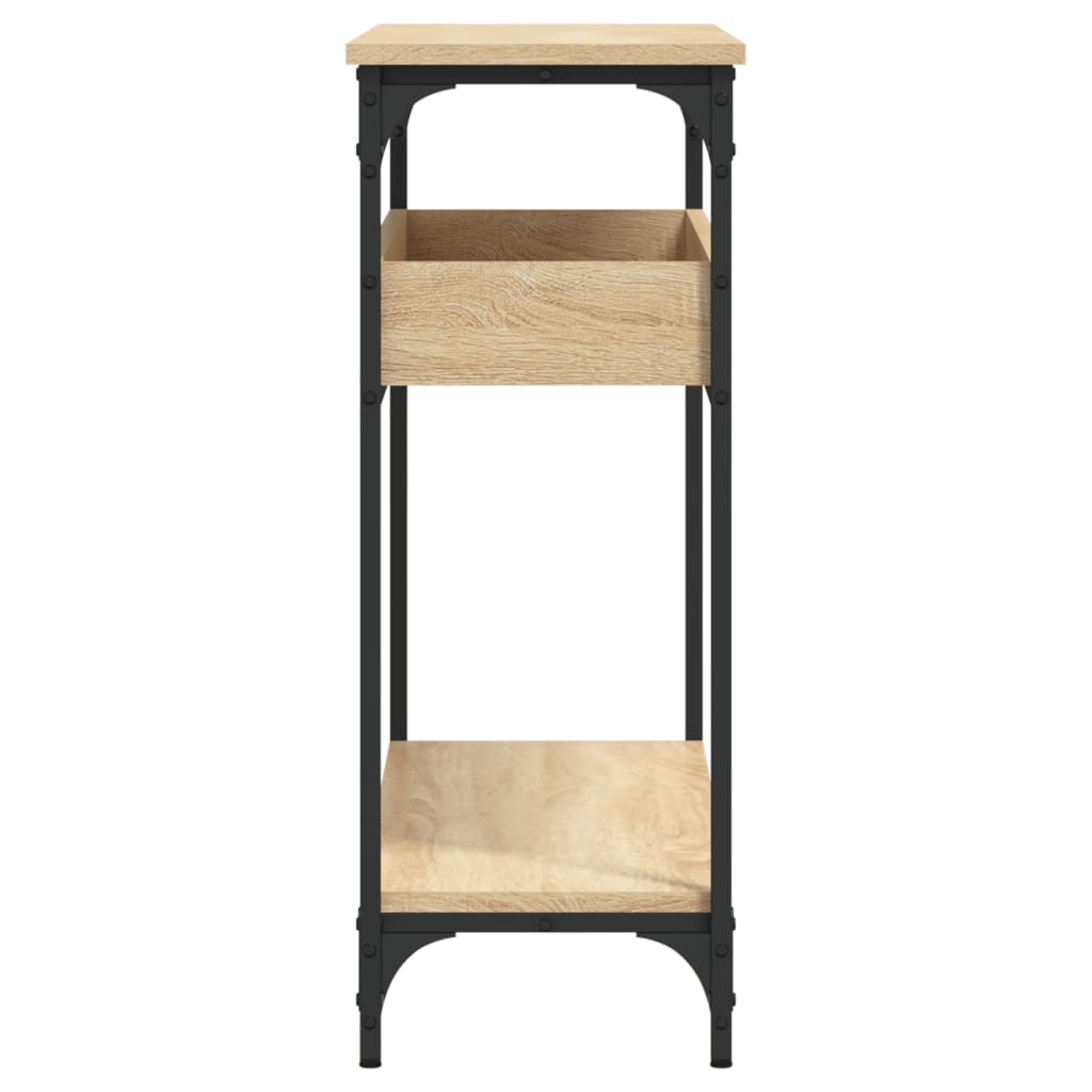 konsolbord med hylde sonoma eg 100x29x75cm konstrueret træ