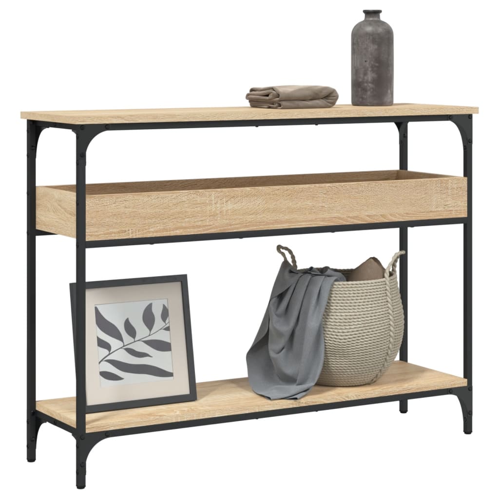 konsolbord med hylde sonoma eg 100x29x75cm konstrueret træ