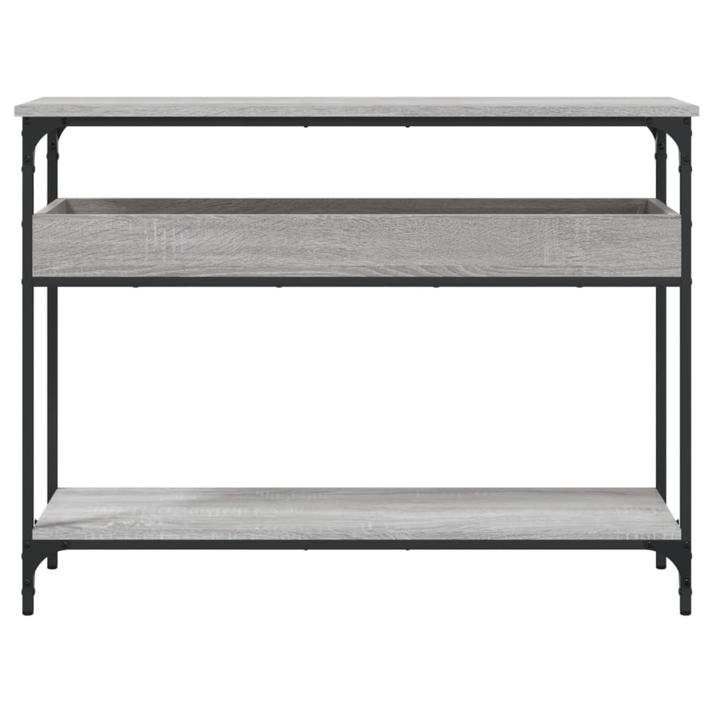 konsolbord med hylde 100x29x75 cm konstrueret træ grå sonoma-eg
