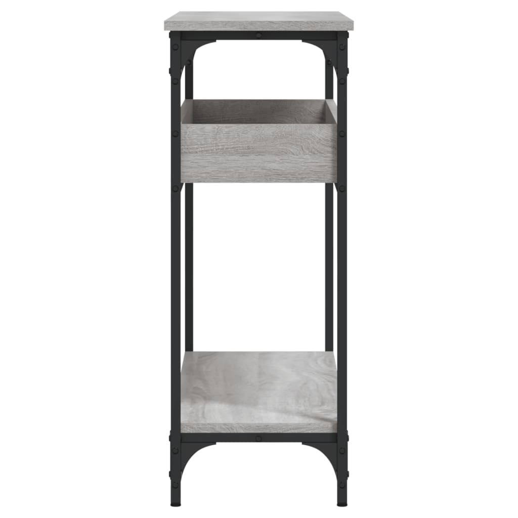 konsolbord med hylde 100x29x75 cm konstrueret træ grå sonoma-eg