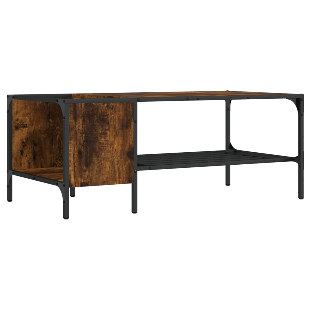 sofabord med stativ 100x51x40 cm konstrueret træ røget eg