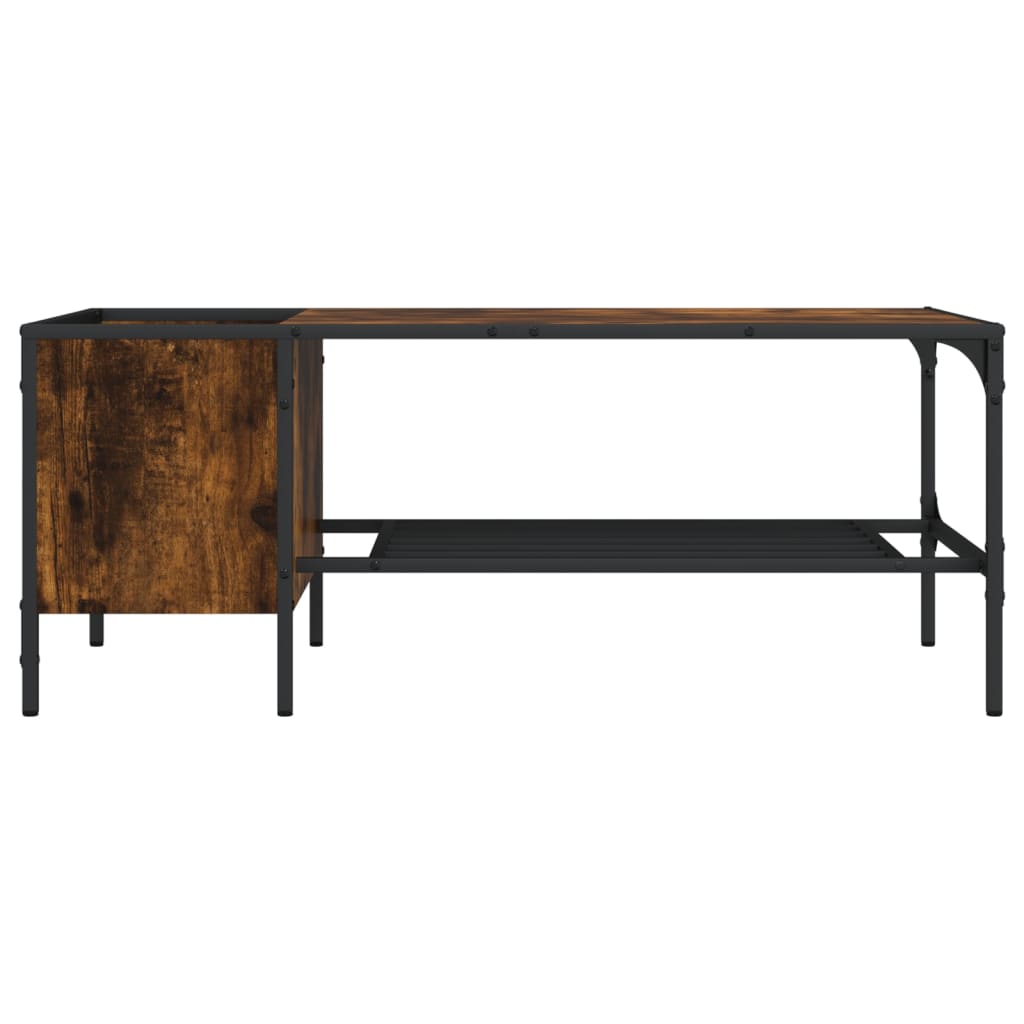 sofabord med stativ 100x51x40 cm konstrueret træ røget eg