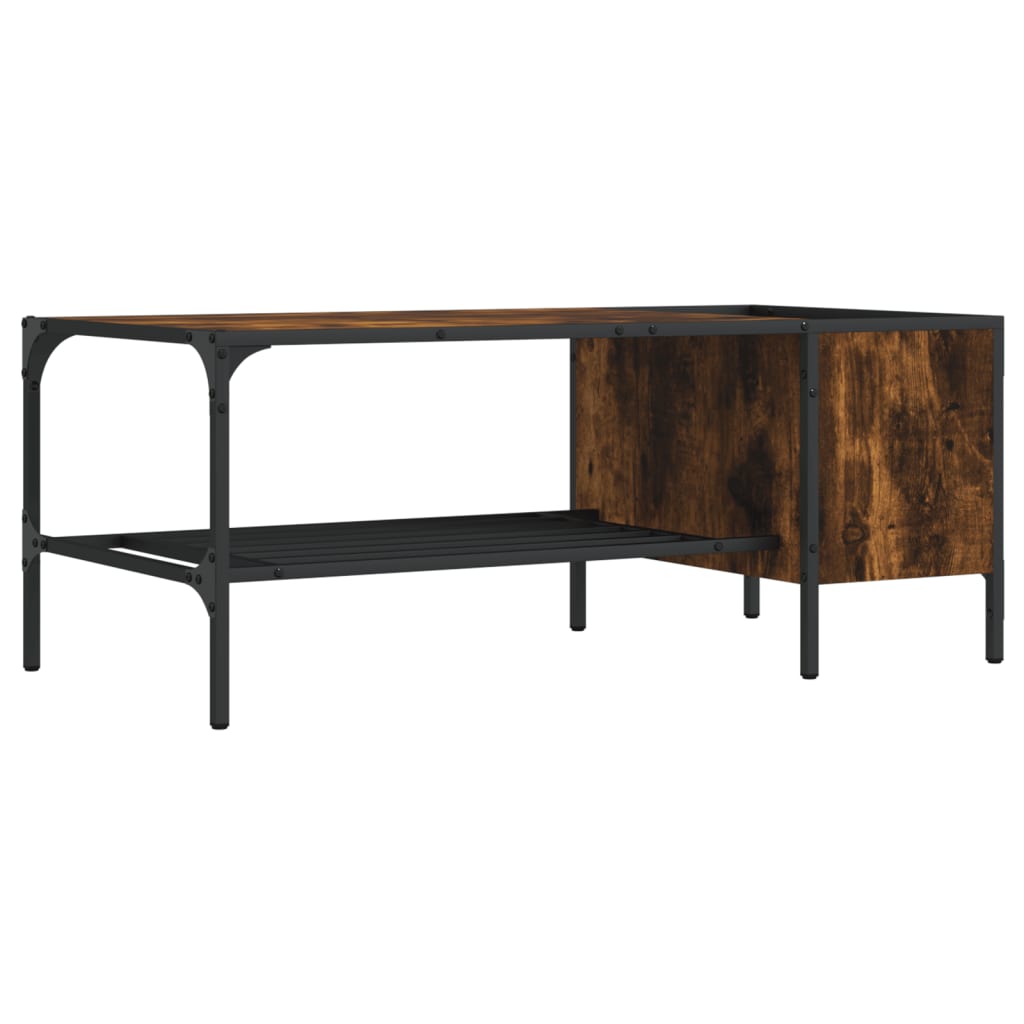 sofabord med stativ 100x51x40 cm konstrueret træ røget eg