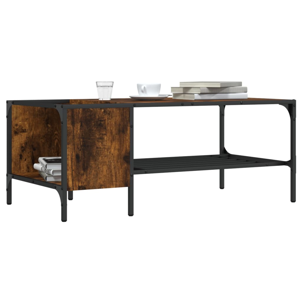 sofabord med stativ 100x51x40 cm konstrueret træ røget eg