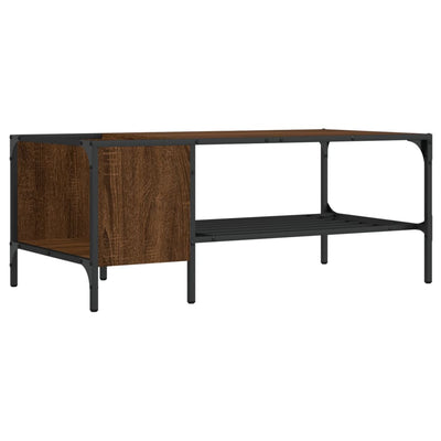 sofabord med stativ 100x51x40 cm konstrueret træ brunt egetræ