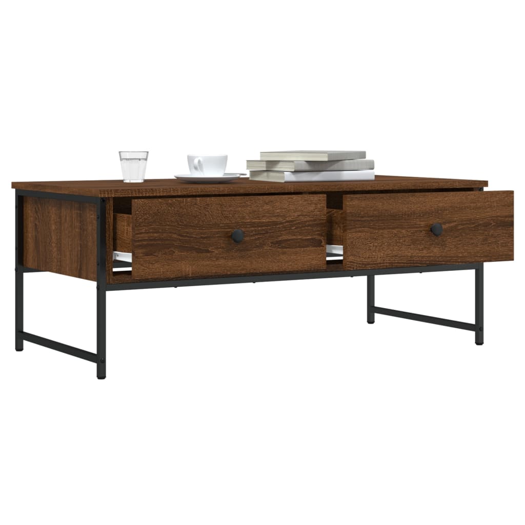 sofabord 101x49x39,5 cm konstrueret træ brun egetræsfarve