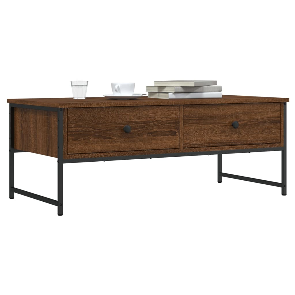 sofabord 101x49x39,5 cm konstrueret træ brun egetræsfarve
