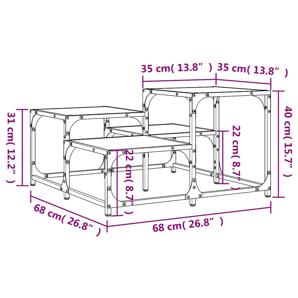 sofabord 68x68x40 cm konstrueret træ sort