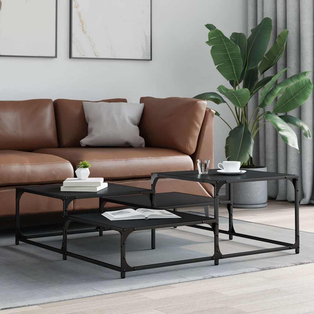 sofabord 107x107x40 cm konstrueret træ sort
