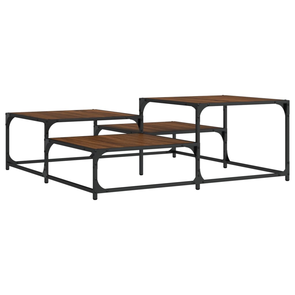 sofabord 107x107x40 cm konstrueret træ brun egetræsfarve