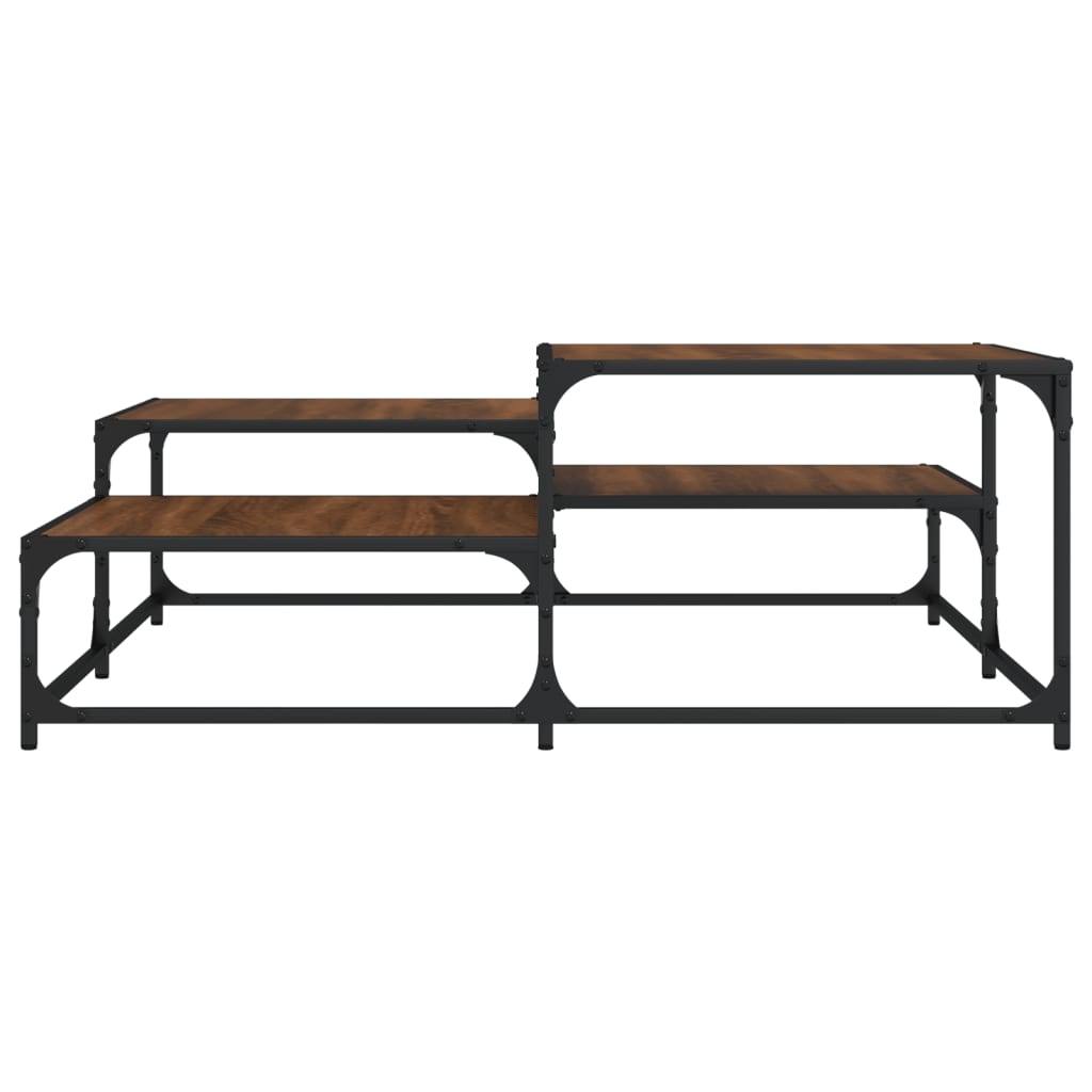 sofabord 107x107x40 cm konstrueret træ brun egetræsfarve