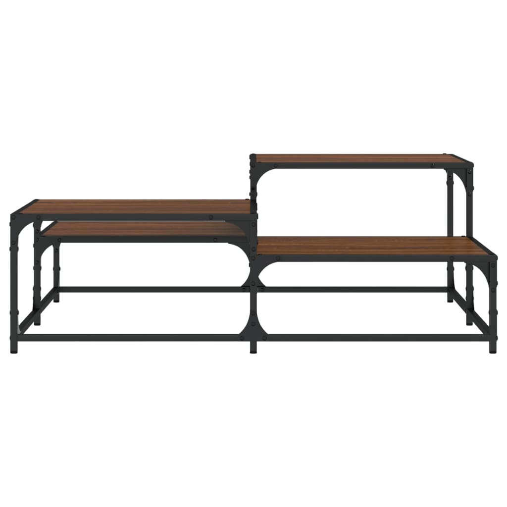sofabord 107x107x40 cm konstrueret træ brun egetræsfarve