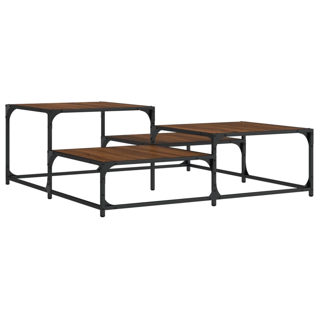 sofabord 107x107x40 cm konstrueret træ brun egetræsfarve