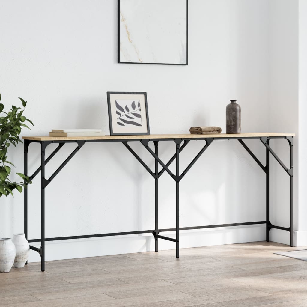 konsolbord 180x29x75 cm konstrueret træ sonoma-eg