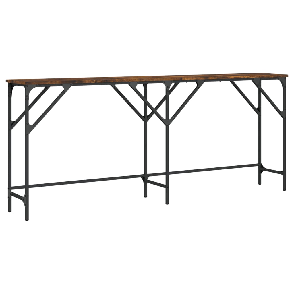 konsolbord 180x29x75 cm konstrueret træ røget egetræsfarve