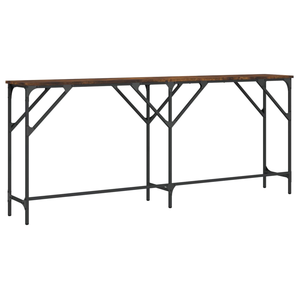 konsolbord 180x29x75 cm konstrueret træ røget egetræsfarve