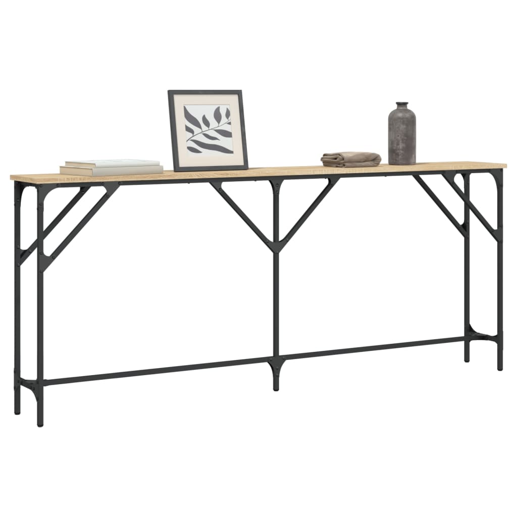 konsolbord 180x23x75 cm konstrueret træ sonoma-eg