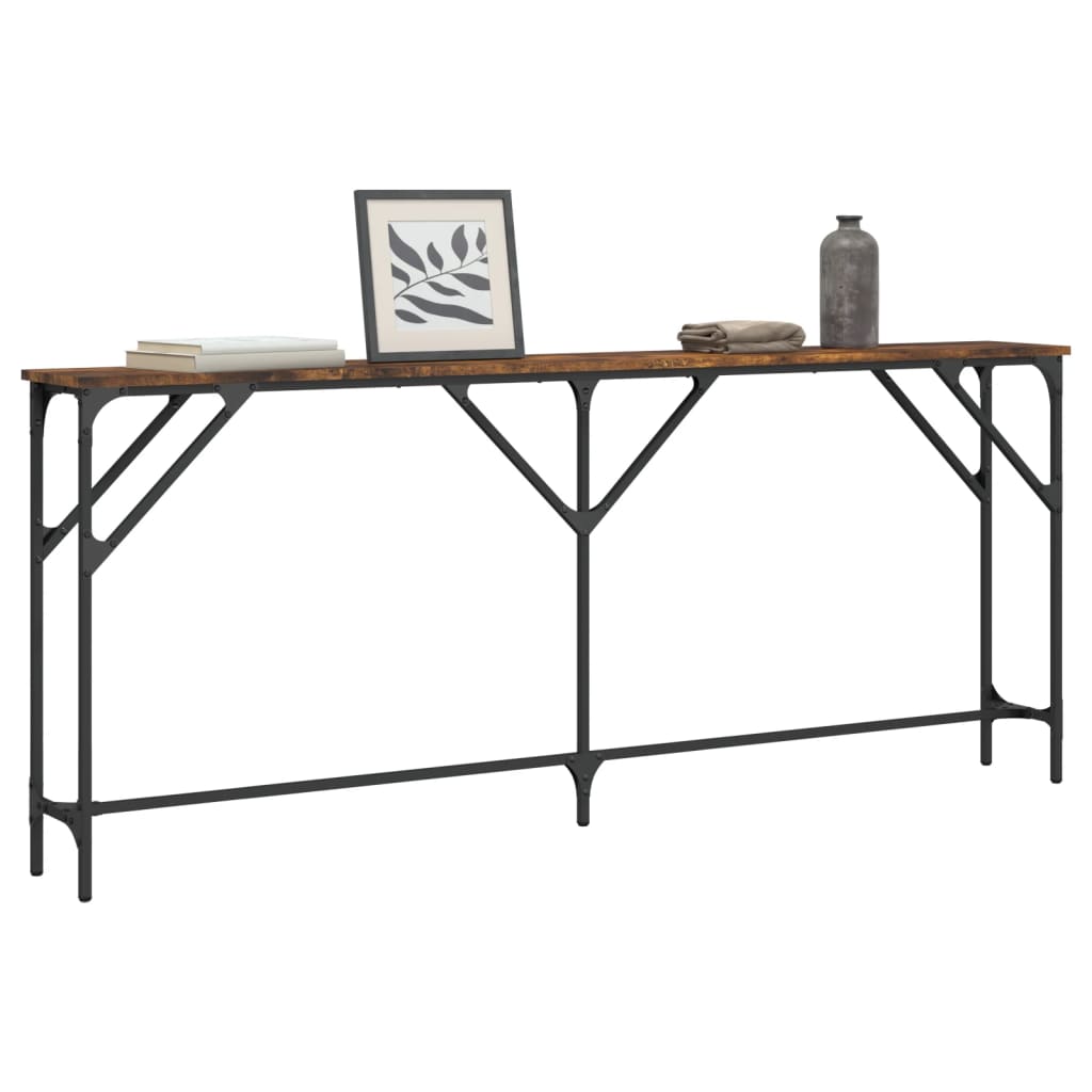 konsolbord 180x23x75 cm konstrueret træ røget egetræsfarve