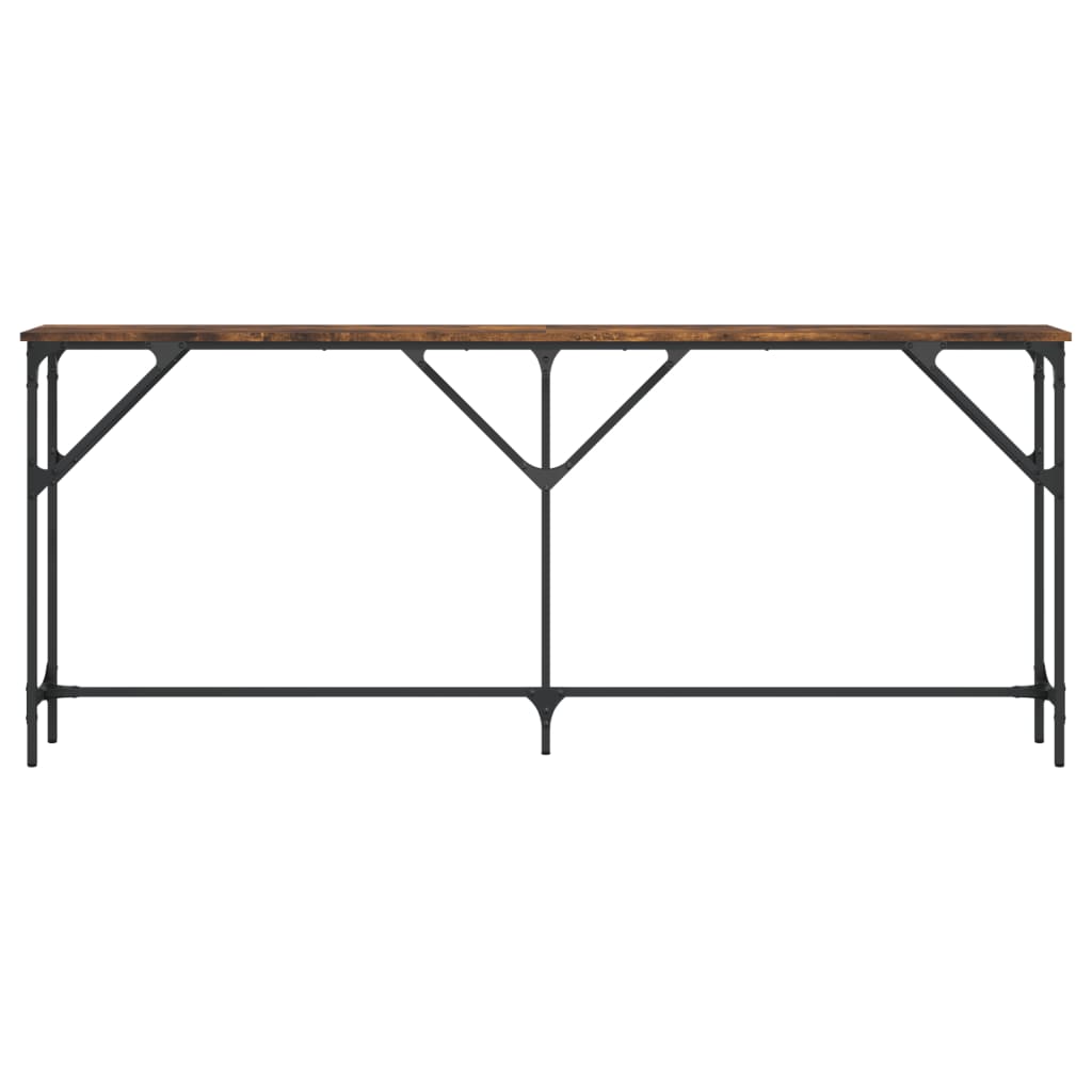 konsolbord 180x23x75 cm konstrueret træ røget egetræsfarve