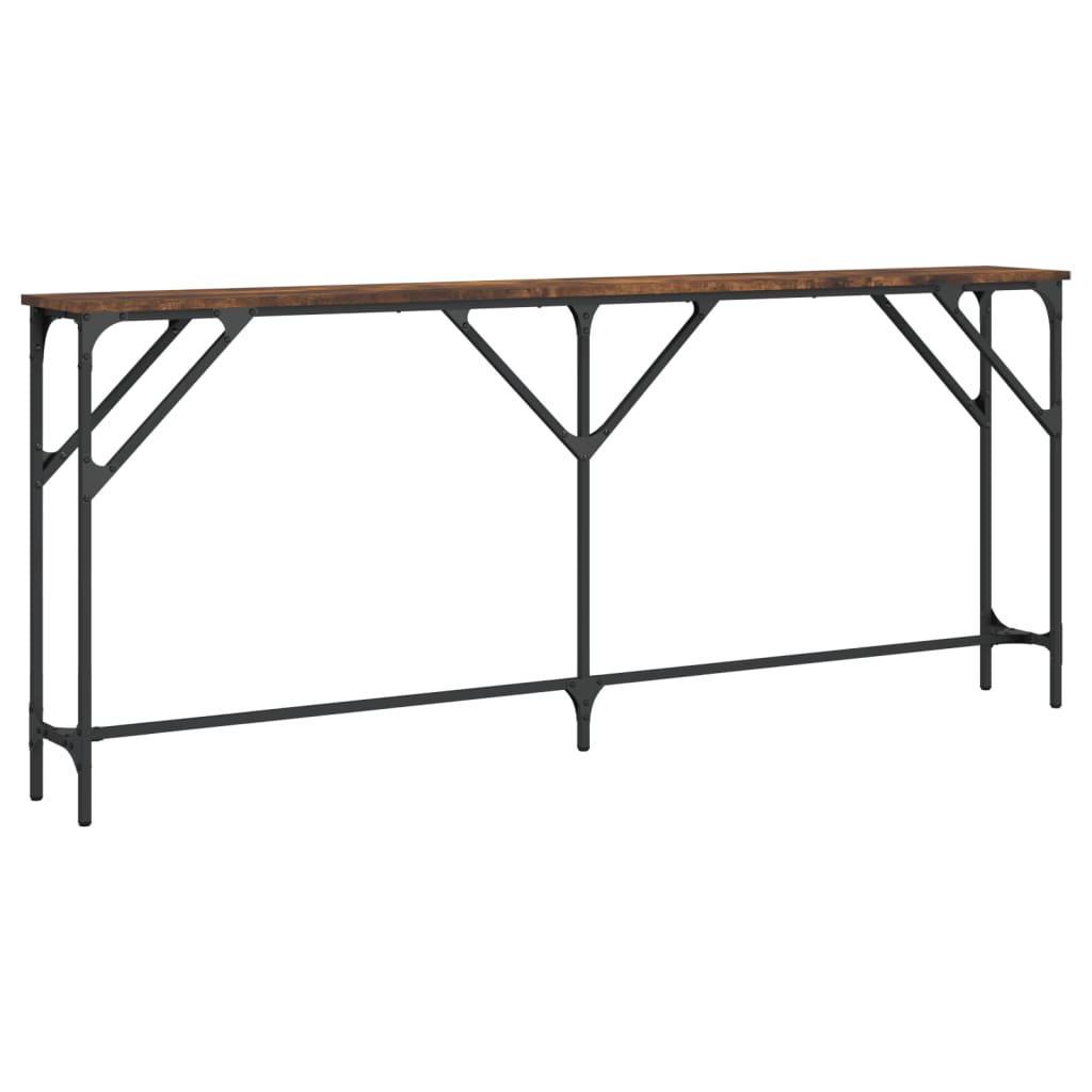 konsolbord 180x23x75 cm konstrueret træ røget egetræsfarve