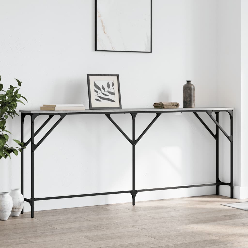 konsolbord 180x23x75 cm konstrueret træ grå sonoma-eg