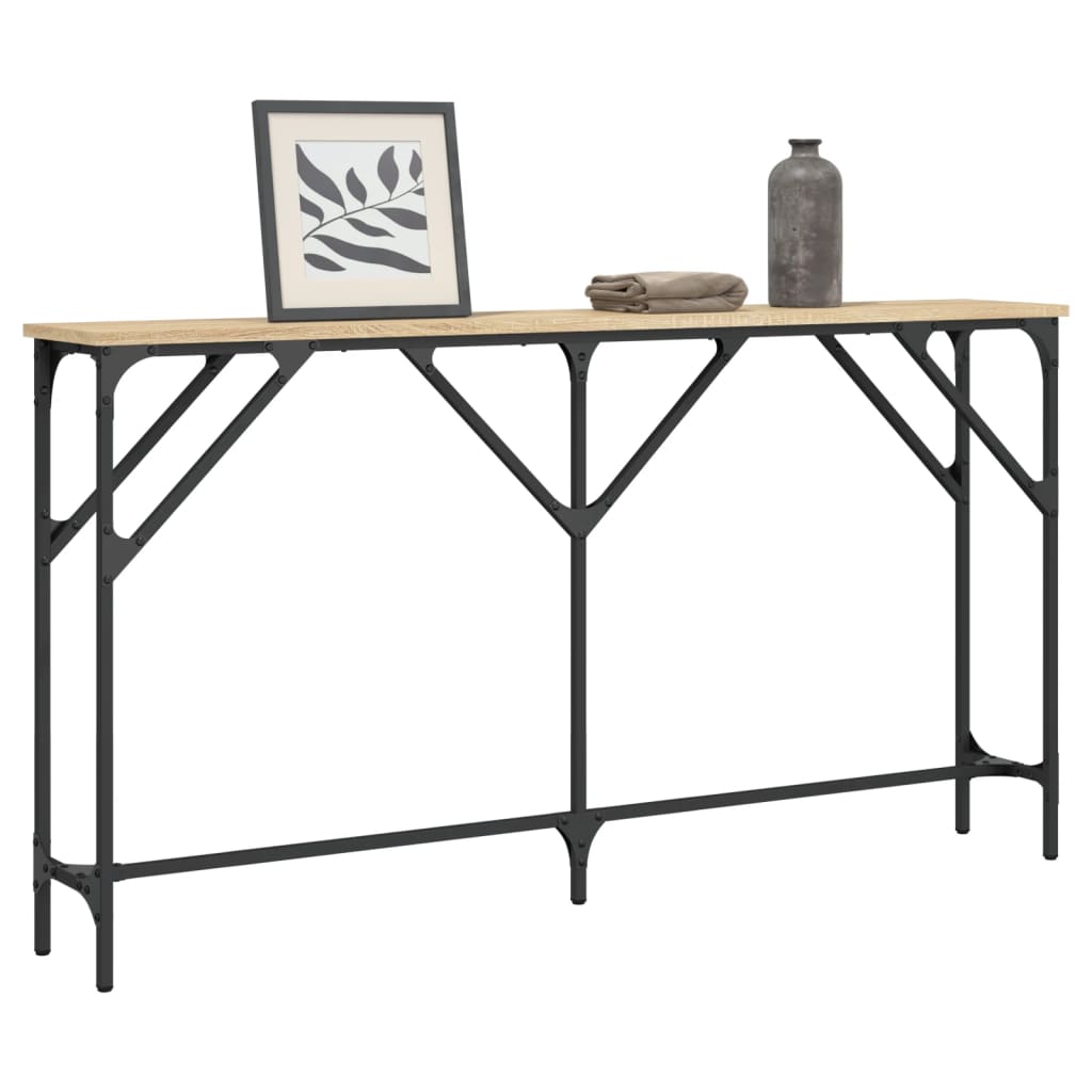 konsolbord 140x23x75 cm konstrueret træ sonoma-eg
