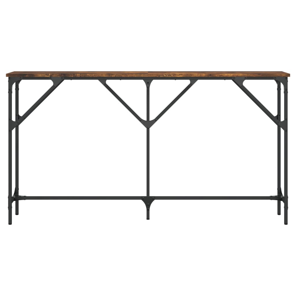 konsolbord 140x23x75 cm konstrueret træ røget egetræsfarve