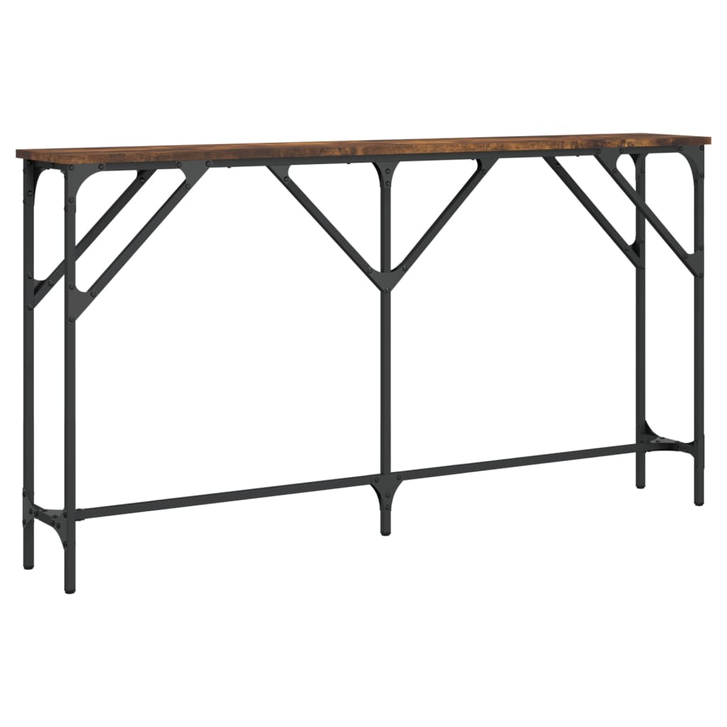 konsolbord 140x23x75 cm konstrueret træ røget egetræsfarve