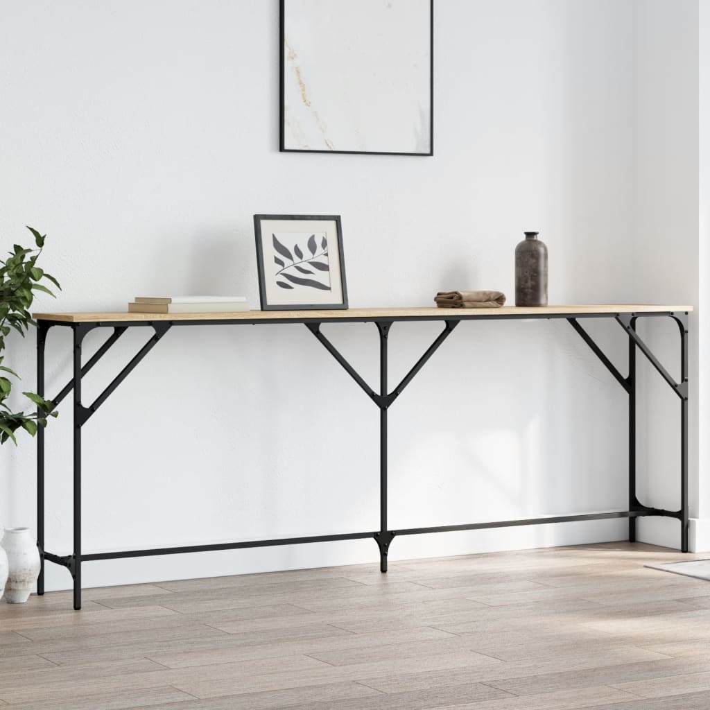 konsolbord 200x29x75 cm konstrueret træ sonoma-eg