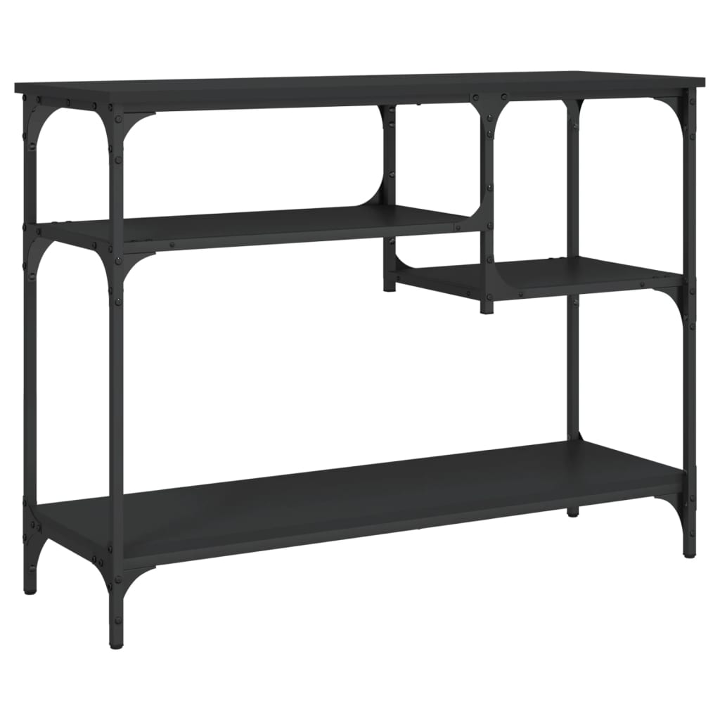 konsolbord med hylder 100x35x75 cm sort
