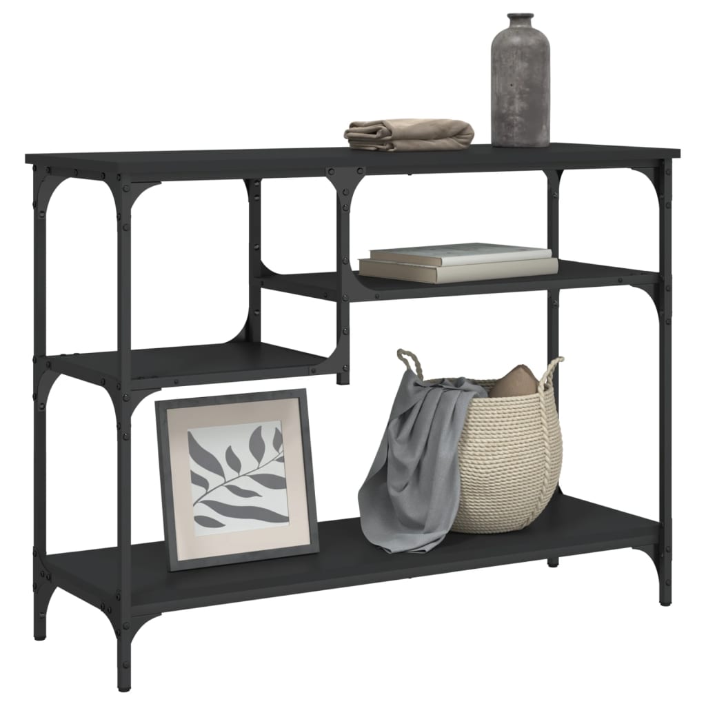 konsolbord med hylder 100x35x75 cm sort