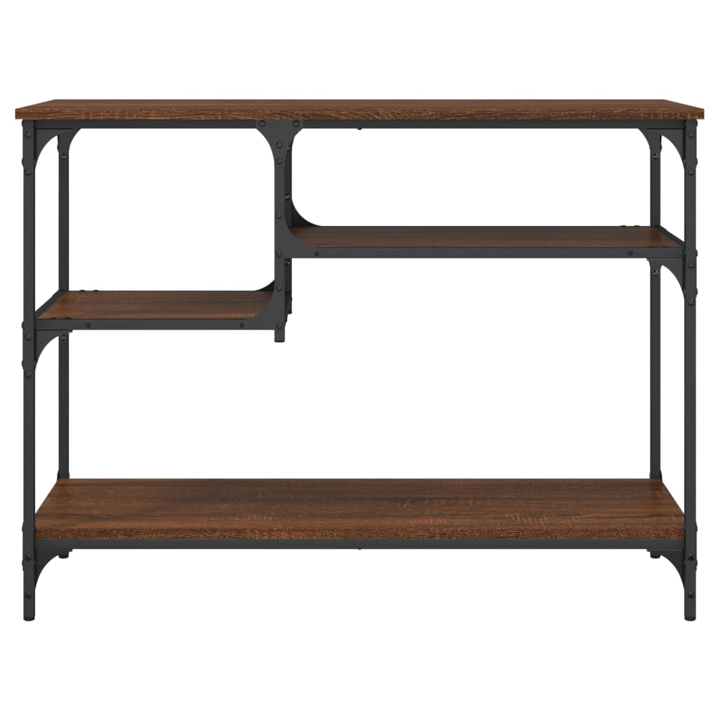 konsolbord med hylder 100x35x75 cm brun egetræsfarve