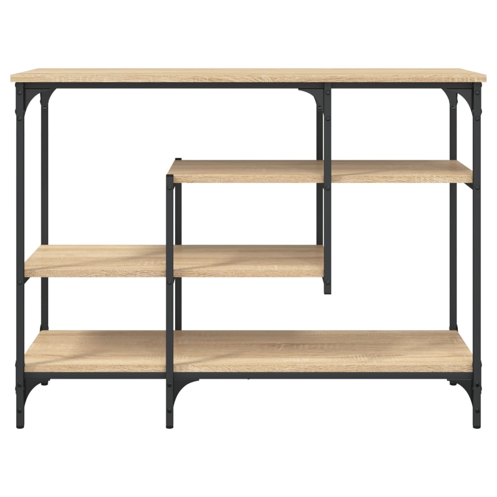 konsolbord med hylder 100x35x75 cm sonoma-eg
