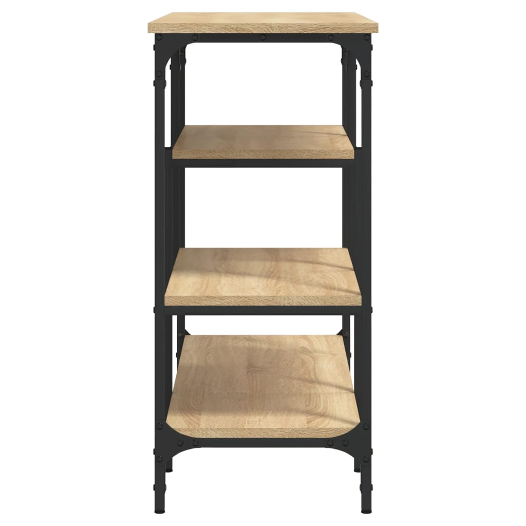 konsolbord med hylder 100x35x75 cm sonoma-eg