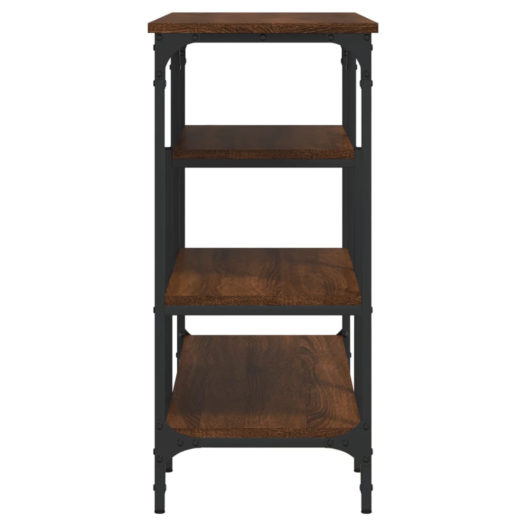 konsolbord med hylder 100x35x75 cm brun egetræsfarve