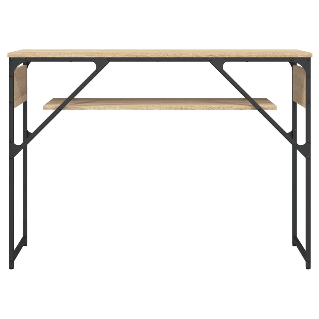 konsolbord med hylde 105x30x75 cm konstrueret træ sonoma-eg