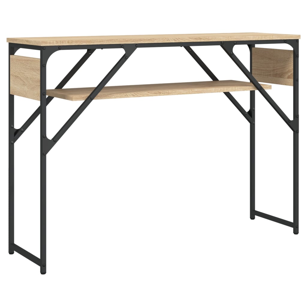 konsolbord med hylde 105x30x75 cm konstrueret træ sonoma-eg